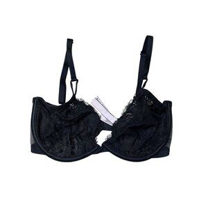 Victoria’s Secret Unlined Demi Lace Bra Sheer Size 32DDD Black